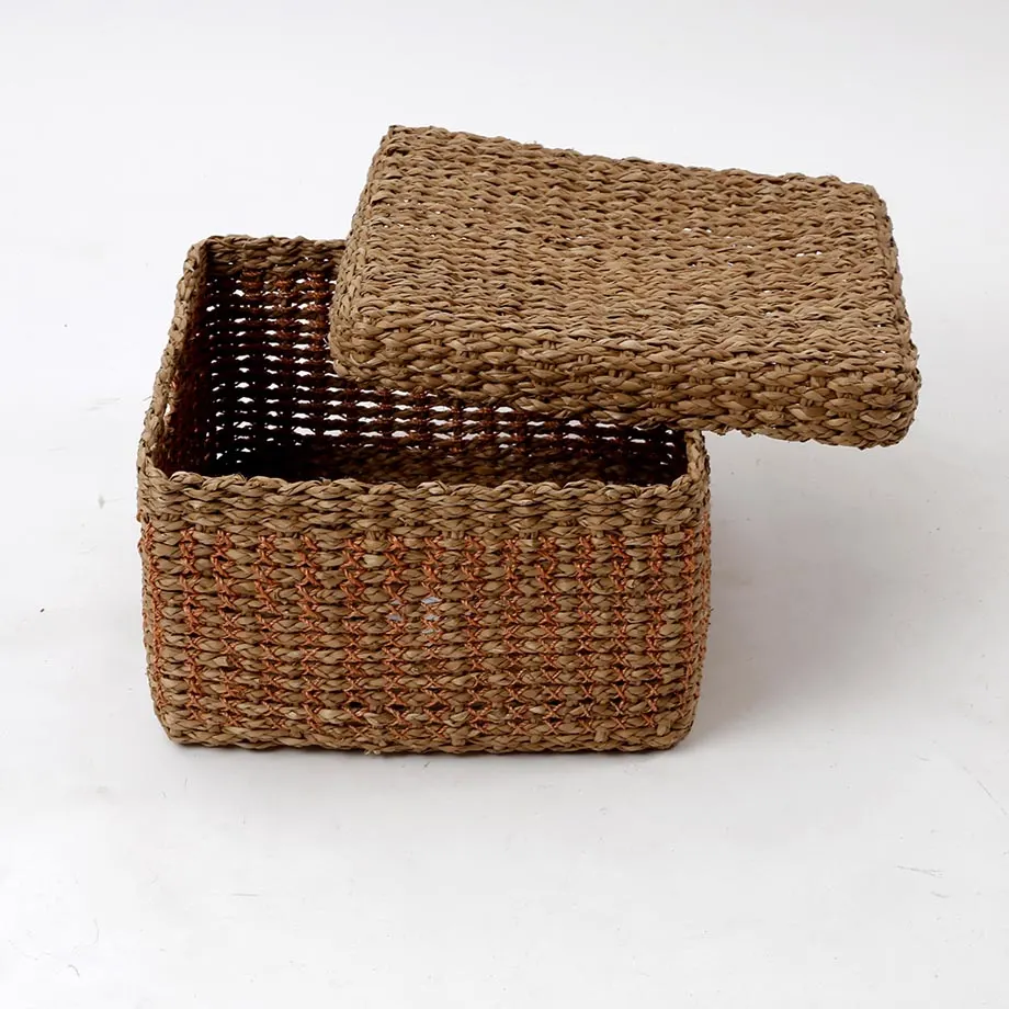Rectangular Browngrass / Abaca Twine Chest Box with Lid, image 3