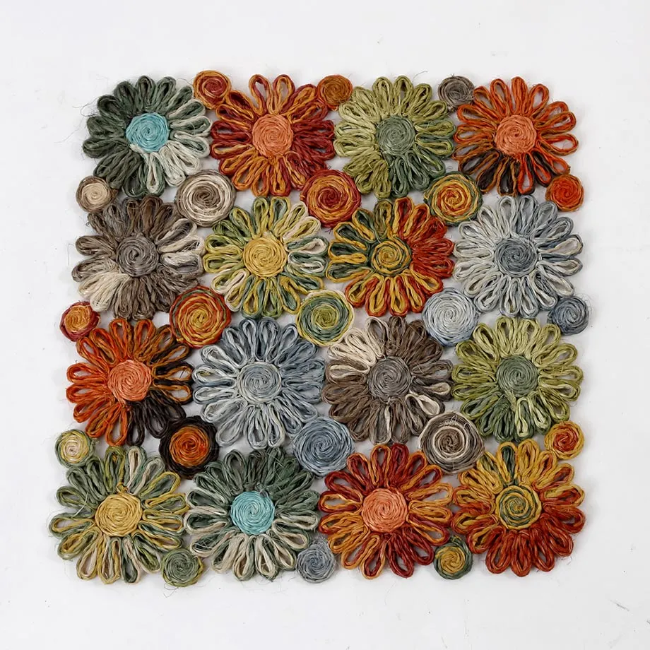 Square Coaster Braid Placemat Floral Design, image 2