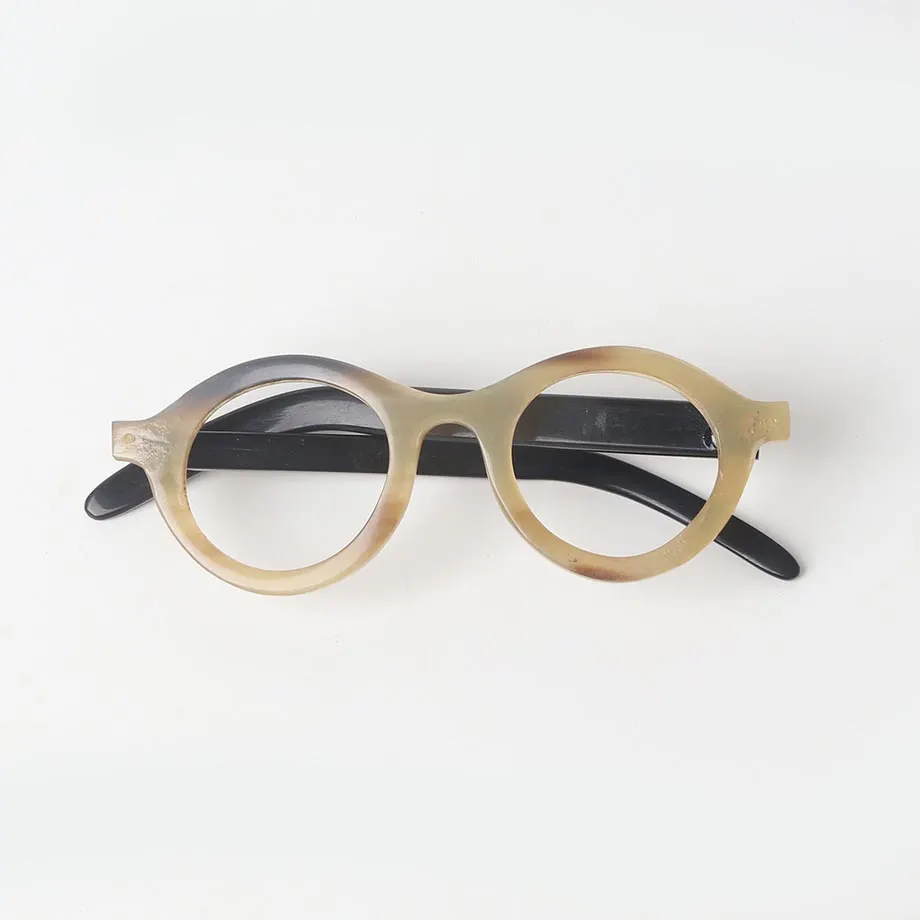 Round Shaped Albino Horn Eyeglasses, image 1