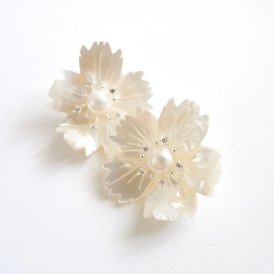 Camila Classic Earrings | White Silver-tone, image 2
