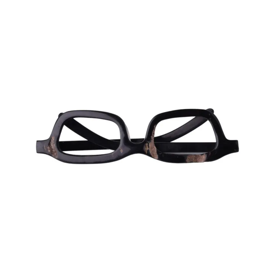 Black Carabao Horn Rectangle Shaped Eyeglasses, image 2