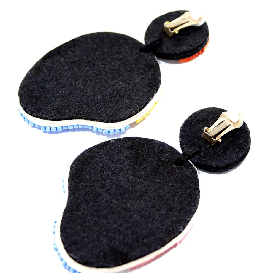 AVIV Leather and Hand Beaded Clip-on Earrings, image 3
