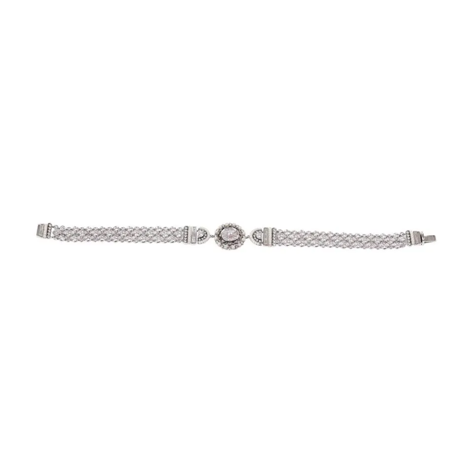 Art Deco Style Bracelet with Diamonds & Pearls , image 1