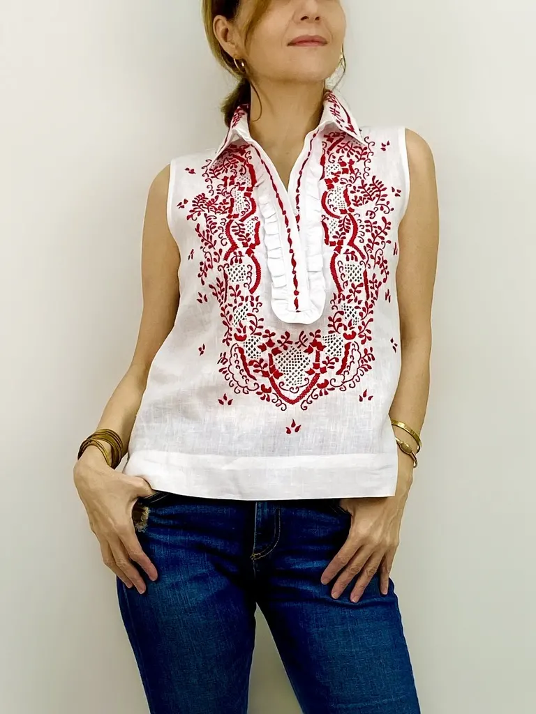 MARIE Tuxedo Top, Cranberry, image 1