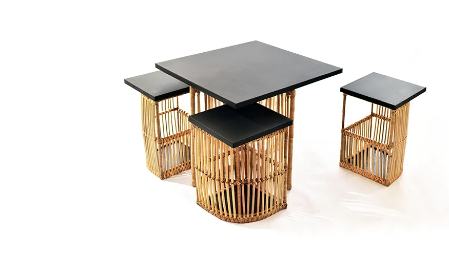 Bakuran (Fence) Coffee Table with pull-out Chairs and Storage, image 2