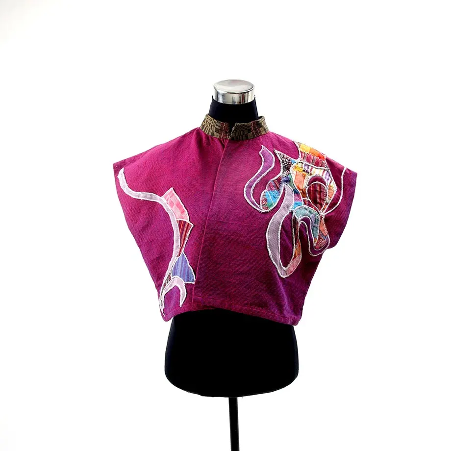 Wovenwear Classic / Kimono Shrug with embroidered art weave applique, image 2