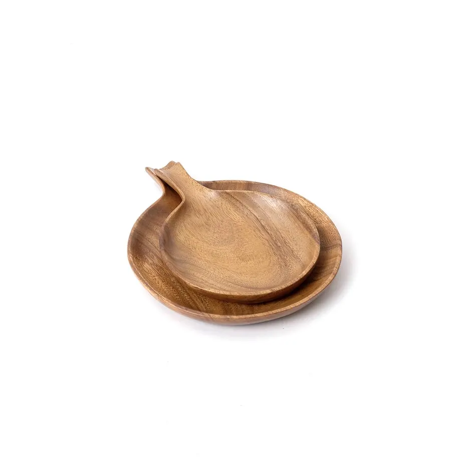 Acacia Round Serving Tray with Handle (MF-023), image 1