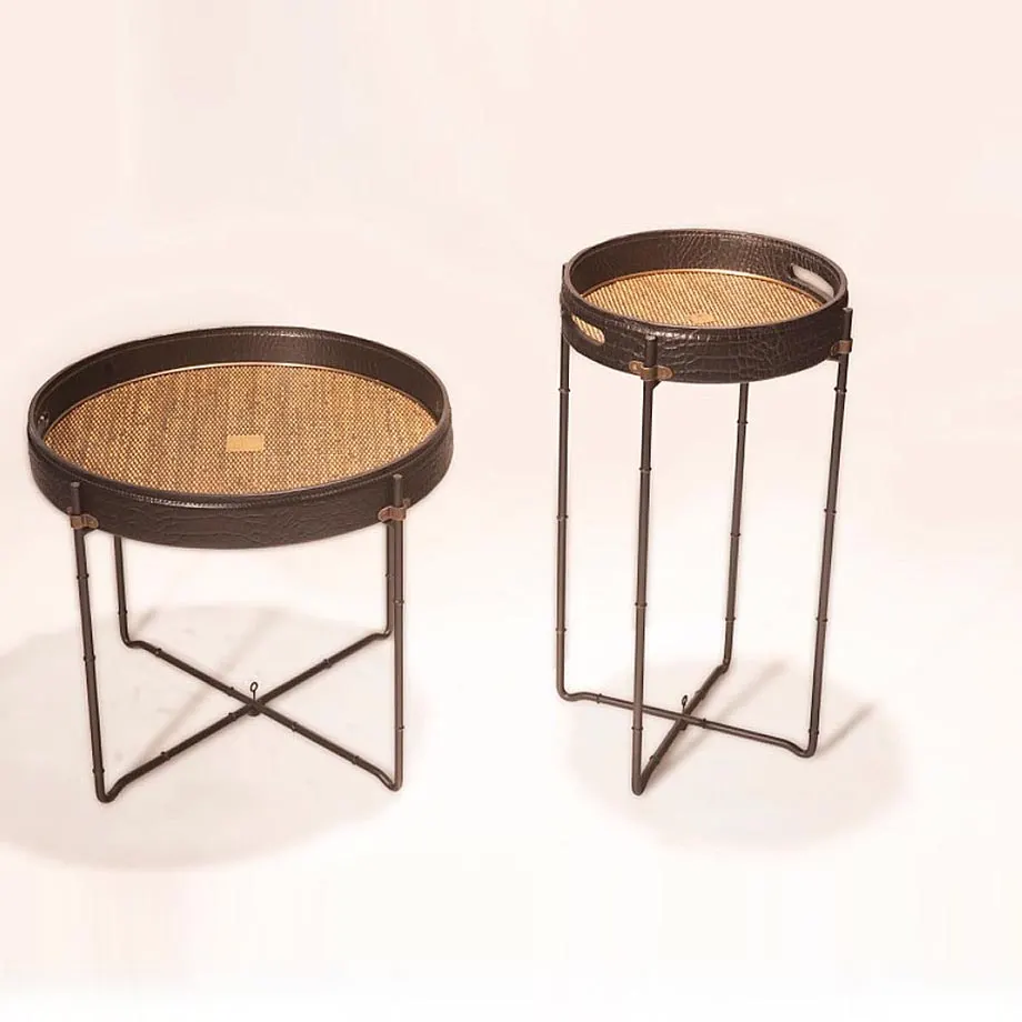 BAMBOO FOLDING ROUND COFFEE TABLE, image 1