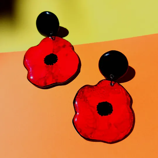 Red Poppy Flower Dangles